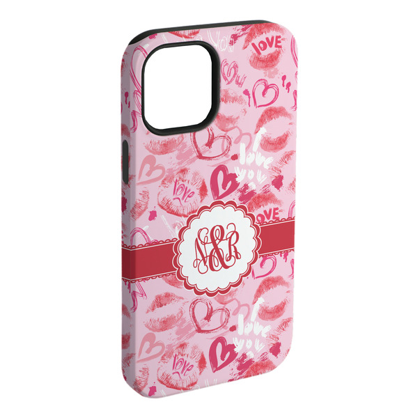 Custom Lips n Hearts iPhone Case - Rubber Lined - iPhone 15 Plus (Personalized)