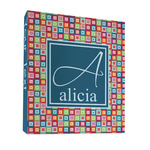 Retro Squares 3 Ring Binder - Full Wrap - 1" (Personalized)