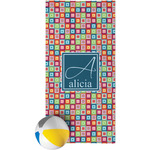 Retro Squares Beach Towel (Personalized)