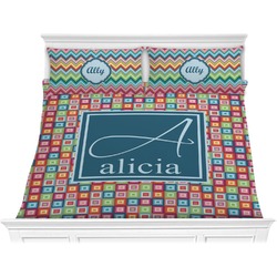 Retro Squares Comforter Set - King (Personalized)