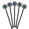 Retro Squares Black Plastic 5.5" Stir Stick - Round - Fan View