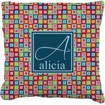 Retro Squares Faux-Linen Throw Pillow 16" (Personalized)