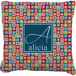 Retro Squares Faux-Linen Throw Pillow 18" (Personalized)