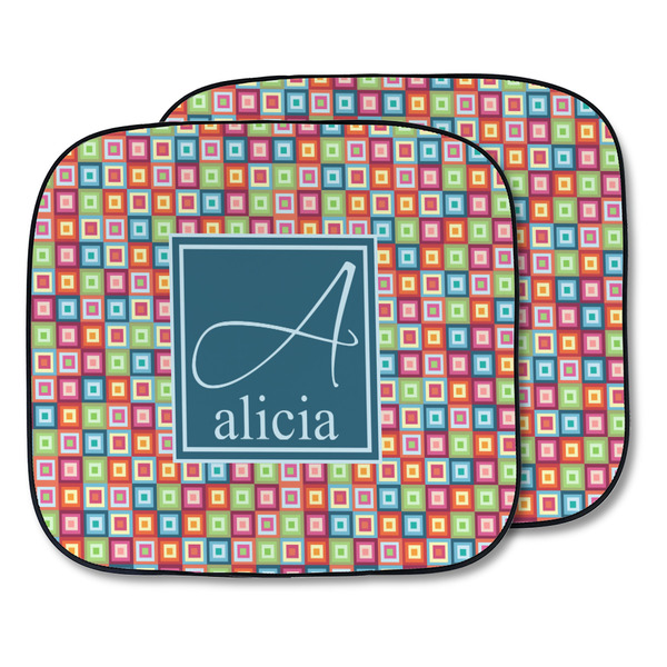 Custom Retro Squares Car Sun Shade - Two Piece (Personalized)