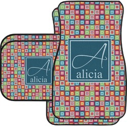 Retro Squares Car Floor Mats Set - 2 Front & 2 Back (Personalized)