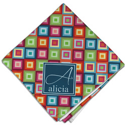 Retro Squares Cloth Dinner Napkin - Single w/ Name and Initial