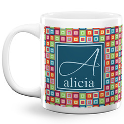 Retro Squares 20 Oz Coffee Mug - White (Personalized)