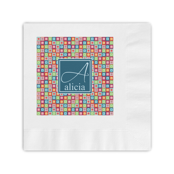 Custom Retro Squares Coined Cocktail Napkins (Personalized)