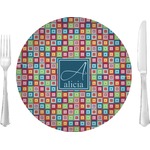Retro Squares 10" Glass Lunch / Dinner Plates - Single or Set (Personalized)