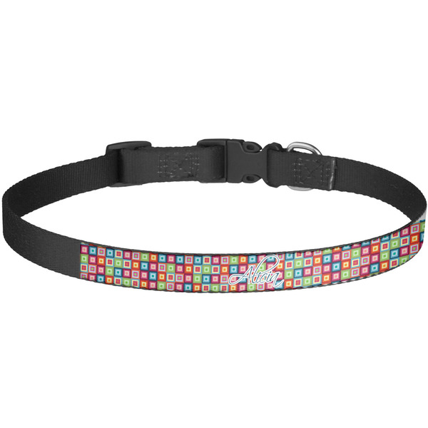 Custom Retro Squares Dog Collar - Large (Personalized)