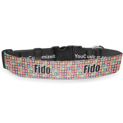 Retro Squares Deluxe Dog Collar - Double Extra Large (20.5" to 35") (Personalized)