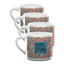 Retro Squares Double Shot Espresso Cups - Set of 4 (Personalized)