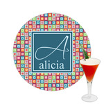 Retro Squares Printed Drink Topper -  2.5" (Personalized)