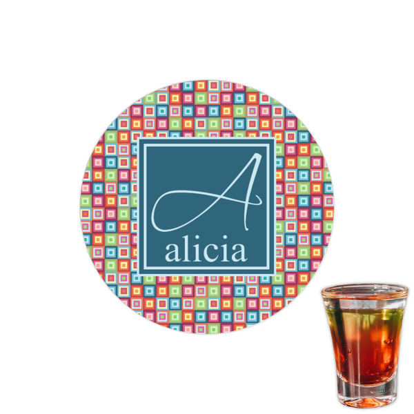 Custom Retro Squares Printed Drink Topper - 1.5" (Personalized)