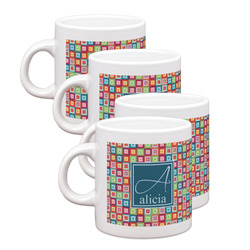 Retro Squares Single Shot Espresso Cups - Set of 4 (Personalized)