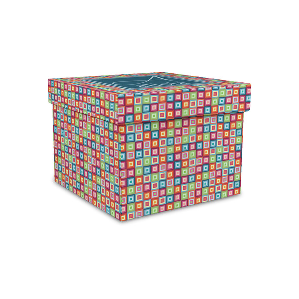 Custom Retro Squares Gift Box with Lid - Canvas Wrapped - Small (Personalized)