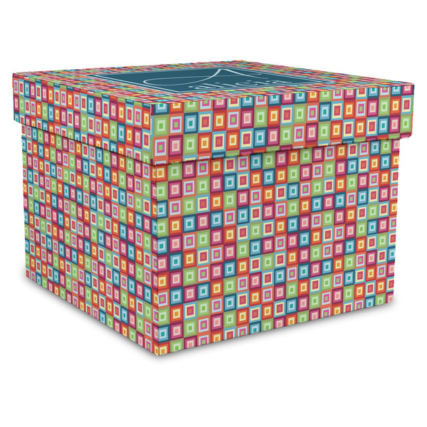 Custom Retro Squares Gift Box with Lid - Canvas Wrapped - XX-Large (Personalized)