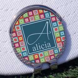 Retro Squares Golf Ball Marker - Hat Clip