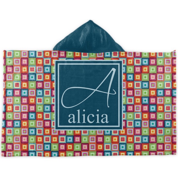 Custom Retro Squares Kids Hooded Towel (Personalized)