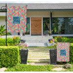 Retro Squares Large Garden Flag - Double Sided (Personalized)