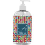 Retro Squares Plastic Soap / Lotion Dispenser (16 oz - Large - White) (Personalized)