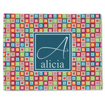 Retro Squares Single-Sided Linen Placemat - Single w/ Name and Initial