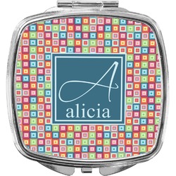 Retro Squares Compact Makeup Mirror (Personalized)