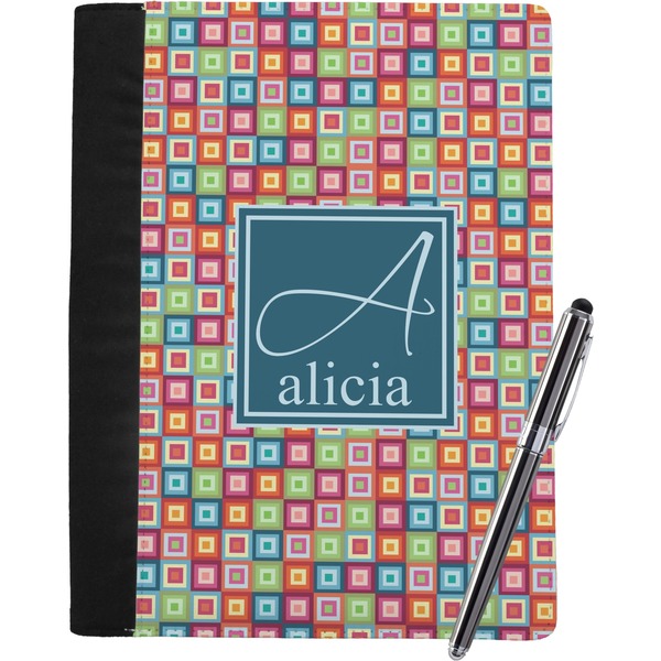 Custom Retro Squares Notebook Padfolio - Large w/ Name and Initial