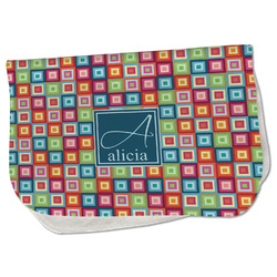 Retro Squares Burp Cloth - Fleece w/ Name and Initial