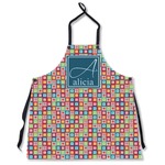 Retro Squares Apron Without Pockets w/ Name and Initial