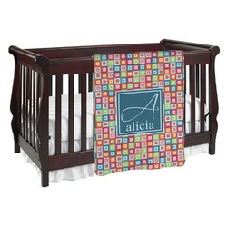 Retro Squares Baby Blanket (Single Sided) (Personalized)