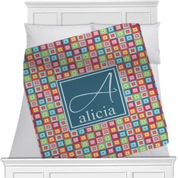Retro Squares Minky Blanket - Twin / Full - 80"x60" - Double Sided (Personalized)