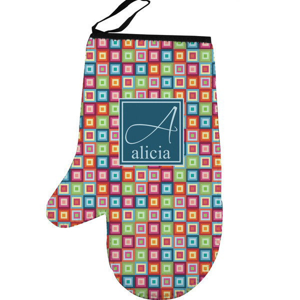 Custom Retro Squares Left Oven Mitt (Personalized)