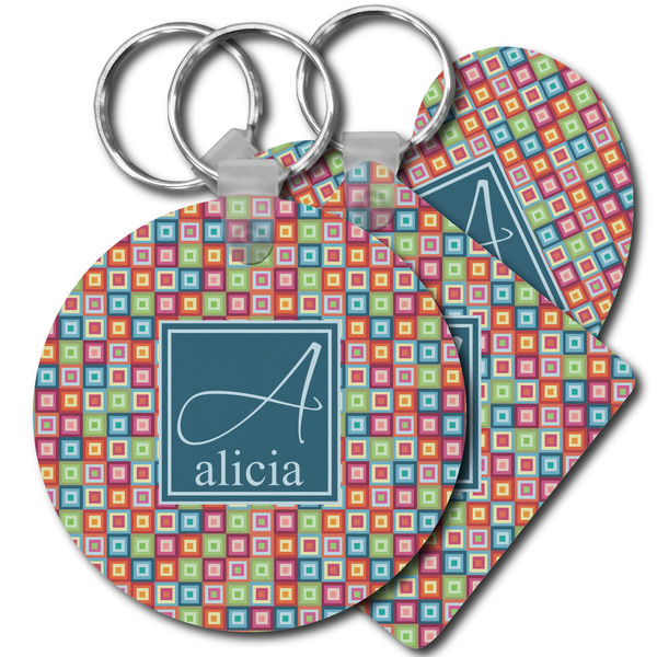 Custom Retro Squares Plastic Keychain (Personalized)