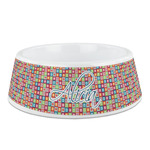 Retro Squares Plastic Dog Bowl (Personalized)