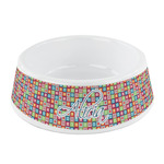 Retro Squares Plastic Dog Bowl - Small (Personalized)