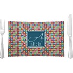 Retro Squares Glass Rectangular Lunch / Dinner Plate (Personalized)