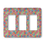 Retro Squares Rocker Style Light Switch Cover - Three Switch