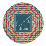 Retro Squares Round Linen Placemat (Personalized)