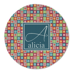 Retro Squares Round Linen Placemat - Single Sided (Personalized)