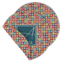 Retro Squares Round Linen Placemat - Double Sided (Personalized)