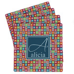 Retro Squares Absorbent Stone Coasters - Set of 4 (Personalized)