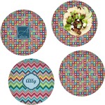 Retro Squares Set of 4 Glass Lunch / Dinner Plate 10" (Personalized)