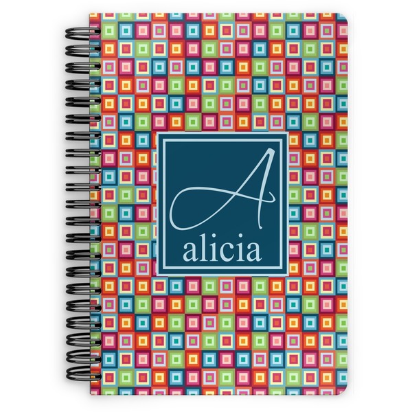 Custom Retro Squares Spiral Notebook (Personalized)