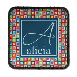 Retro Squares Iron On Square Patch w/ Name and Initial