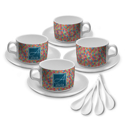 Retro Squares Tea Cup - Set of 4 (Personalized)