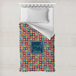 Retro Squares Toddler Duvet Cover w/ Name and Initial