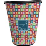 Retro Squares Waste Basket - Double Sided (Black) (Personalized)