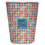 Retro Squares Waste Basket - Double Sided (White) (Personalized)