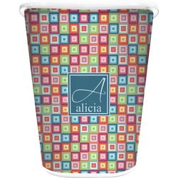 Retro Squares Waste Basket - Double Sided (White) (Personalized)